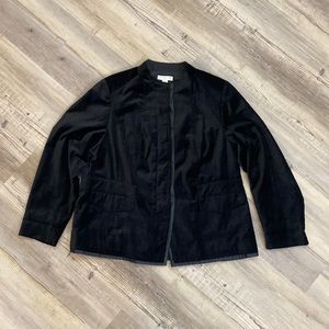 Coldwater Creek black velvet jacket blazer button front women’s sz 18 velveteen